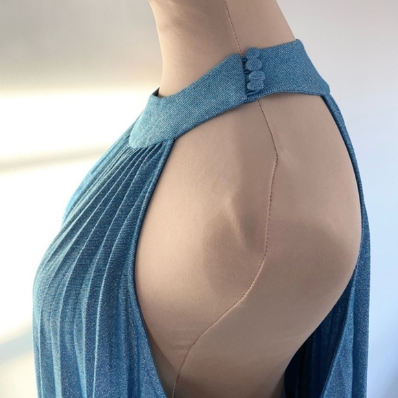 NWT🌸 FREE PEOPLE🌸 Love Metallics pleated mini dress size Large - Picture 3 of 7